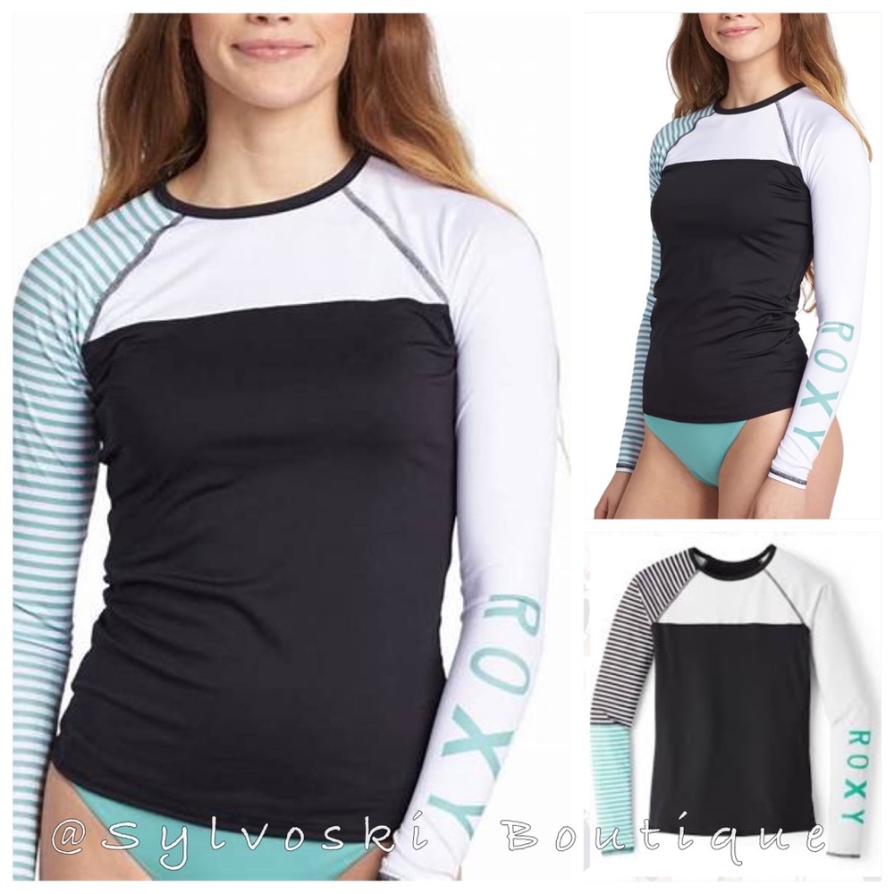 🔥 Roxy Stripe Long Sleeve Rash Guard NWT